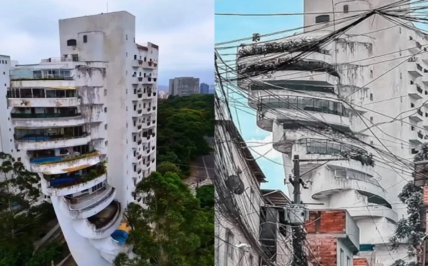 Edifício projetado para milionários com piscinas nas varandas, suítes gigantes e cenário de novela hoje enfrenta crise