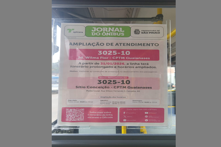 Ampliação de atendimento da Linha 3025-10 - Jd. Wilma Flor - CPTM Guaianases